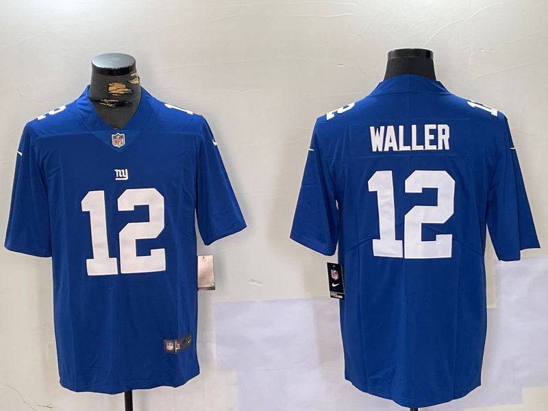 Men New York Giants #12 Waller Blue 2024 Nike Vapor Limited NFL Jersey style 2